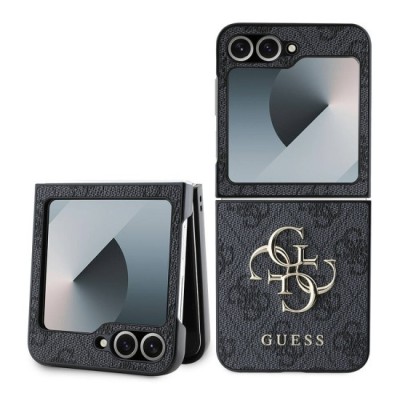 Husa pentru Samsung Galaxy Z Flip6 - Guess Leather 4G Metal Logo (GUHCZF64GMGGR) - Black foto