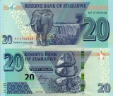 Zimbabwe 20 Dollars 2020 UNC Bancnota Straina Africa Ne流通! Colectionari Numismatica Zimbabwe UNC