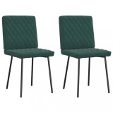 VidaXL Scaune de sufragerie, 2 buc., verde &icirc;nchis, catifea 4101105