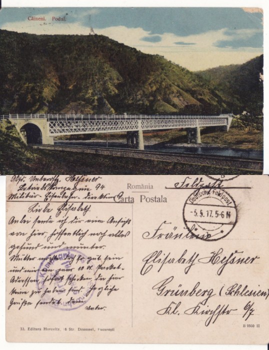 Caineni, Valcea-Podul-cenzura militara WWI, WK1