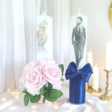 Set 2 Lumanari pentru Nunta cu Flori si Fundita - LN50