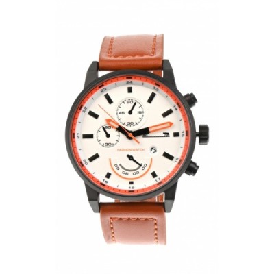 Ceas de mana barbati elegant, business, curea de piele Matteo Ferari - MF8217LTHMAROALBGRI foto