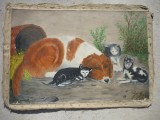 TABLOU PE PANZA SEMNAT, FARA SASIU (H 60/40 cm.)