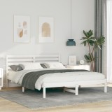 VidaXL Cadru de pat cu headboard Alb 150 x 200 cm Lemn de brad solid