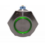 Buton prin apasare elSales ELS-PBV25, diametru 25mm, 24 Volti, lumina verde pentru spalatorii auto,