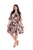 Rochie Dama Viscoza Eranthe Grena cu Alb Imprimeu Floral, Marime XL