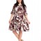 Rochie Dama, din Viscoza, Grena cu Alb si imprimeu floral - XL