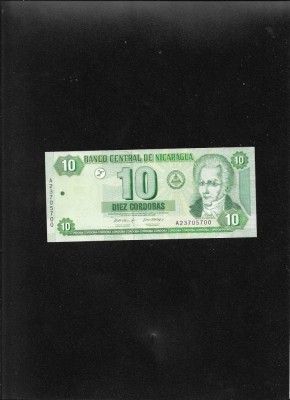Rar! Nicaragua 10 cordobas 2002 seria23705700 unc foto