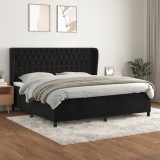 VidaXL Pat box spring cu saltea, negru, 200x200 cm, catifea