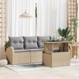 vidaXL Set de canapele pentru grădină cu pernă 5 pcs Bej Rattan poli