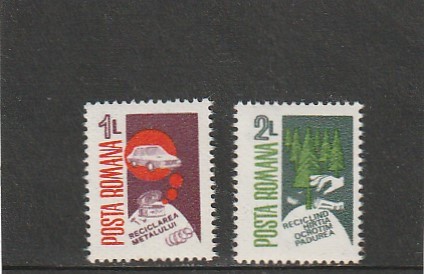 ROMANIA 1987 LP 1173 RECUPERARE RECONDITIONARE REFOLOSIRE SERIE MNH NESTAMP