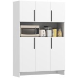 HOMCOM Dulap de bucătărie, 4 dulapuri, 6 uși, 12 balamale, blat de lucru, Spanplatte, Alb | Aosom Romania