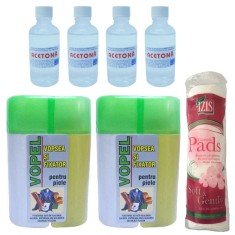 2 x Vopel Alb, Vopsea pentru piele si fixator + 4 x Acetona + Dischete 70 buc. foto