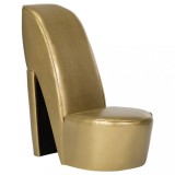 VidaXL Scaun, design toc &icirc;nalt, auriu, piele ecologică