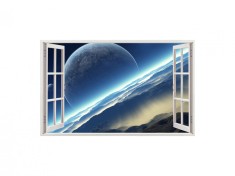 Autocolant decorativ, Fereastra, Planete, Multicolor, 83 cm, 220ST foto