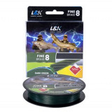 Fir textil Fine Braid 8 DARK GREEN 150m L&amp;K (Diametru fir: 0.18 mm, Metraj Rola: 150 m)
