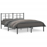 VidaXL Cadru de pat metalic cu tăblie, negru, 160x200 cm