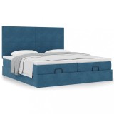 Gossi cadru pat otoman cu saltele albastru inchis 180x200cm catifea
