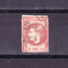 Romania 1868 Carol cu favoriti 18 bani stampilat