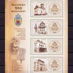 RO 2009 LP 1845a "Bucuresti-550 de ani" , serie in bloc,colita 451 , MNH