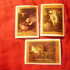 Serie mica URSS 1976 Pictura - 350 Ani Rembrandt , 3 val. stampilate