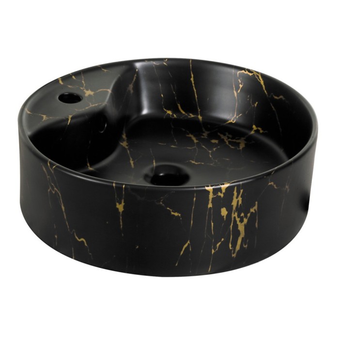 Lavoar ceramic KR-138 cu model de marmură neagră și aurie