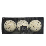 Cumpara ieftin Set 3 globuri - Bauble with Sugar Finish Dots - Off-White | Kaemingk