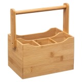 Organizator tacamuri si servetele 5Five Bamboo cu maner, bambus, 24x14x24 cm, natur Household NewTrend