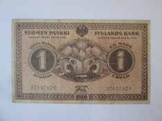 Rară! Finlanda 1 Markka 1916,bancnota din imagini foto