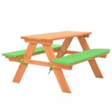 vidaXL Masa Picnic Copii Lemn Brad 89x79x50cm Verde, Set Masa cu Banci Integrate, Mobilier Gradina, Exterior, 3+