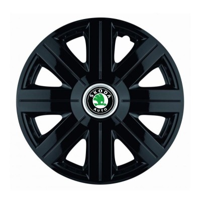 Set 4 Capace Roti, potrivite jantelor de R14, pentru Skoda, model Cosmos Negru foto