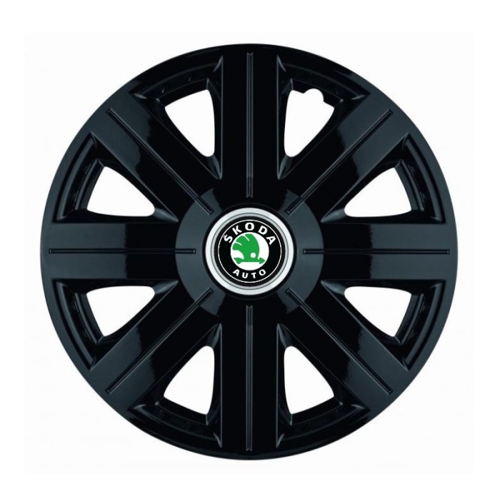 Set 4 Capace Roti, potrivite jantelor de R14, pentru Skoda, model Cosmos Negru