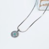 Colier Evil Eye din otel inoxidabil cu strasuri albe si bleu - Protectie energii negative