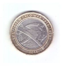 Moneda Marea Britanie 2 pounds / 2 lire 2016, comemorativa 100 ani primul razboi mondial, stare buna
