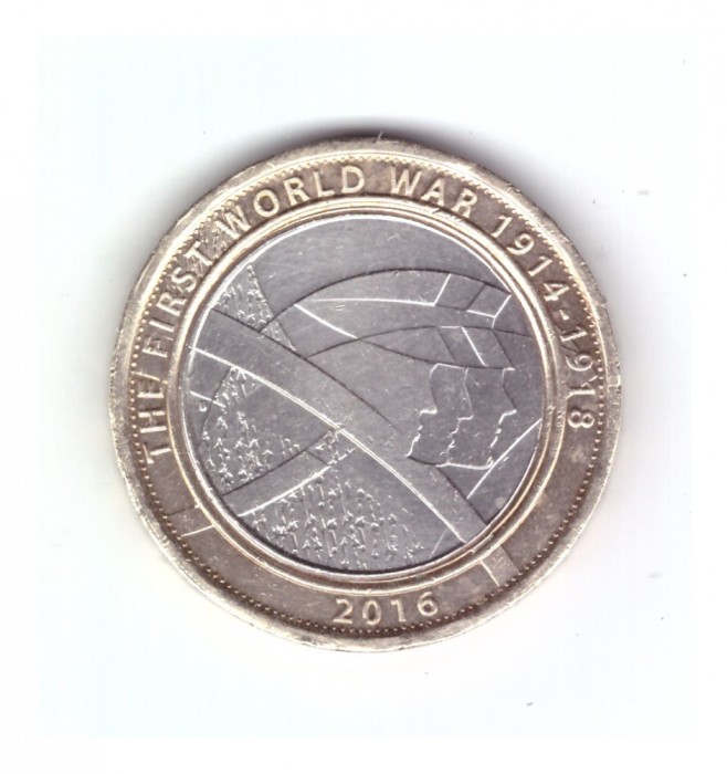 Moneda Marea Britanie 2 pounds / 2 lire 2016, comemorativa 100 ani primul razboi mondial, stare buna