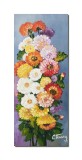Cumpara ieftin Tablou pictat manual, hol, dormitor, living, Flori din gadina bunicii, 60x25cm ulei pe panza, gata de agatat pe perete