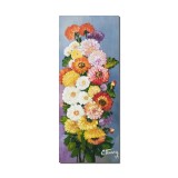 Tablou pictat manual, hol, dormitor, living, Flori din gadina bunicii, 60x25cm ulei pe panza, gata de agatat pe perete