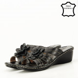 Sandale negre din piele naturala Felicia 129