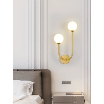 Aplica cu fasung E14 Max 60W x 2 Glob Mat Alb foto