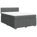 Cumpara ieftin Pat box spring cu saltea, gri inchis, 140x200 cm, textil