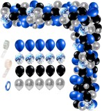 Set arcada baloane decorative Batman din 133 piese, aranjament pentru petrecere, calitate latex Extra, Albastru Negru Argintiu