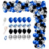 Set arcada baloane decorative Batman din 133 piese, aranjament pentru petrecere, calitate latex Extra, Albastru Negru Argintiu