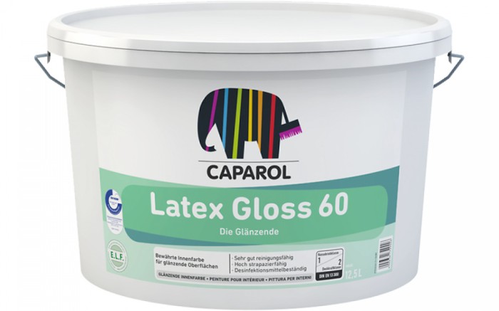 Vopseaua lucioasă. Clasa 1 de lavabilitate Latex Gloss 60 Caparol 12.5 L