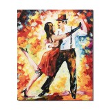 Tablou dansatori pictat manual, Tango de Buenos Aires, stilizat, 60x50cm ulei pe panza in cutit efect 3D