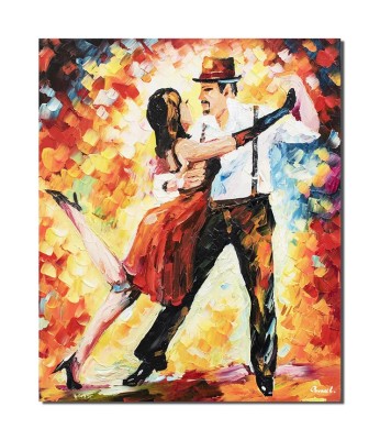 Tablou dansatori pictat manual, Tango de Buenos Aires, stilizat, 60x50cm ulei pe panza in cutit efect 3D foto