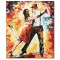 Tablou dansatori pictat manual, Tango de Buenos Aires, stilizat, 60x50cm ulei pe panza in cutit efect 3D