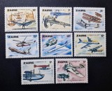 Zaire (Republica Democratică Congo) 1978 - Seria Completă Cucerirea Aerului și Istoria Aviației (La Conqu&ecirc;te de l'Air) 8 Valori MNH -MNG1