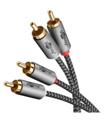 Cablu stereo 2x RCA tata-tata 5m premium extrem de flexibil textil foto