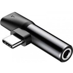 Adaptor Incarcare si audio Baseus, 1 x USB Type-C (T) la 1 x USB Type-C (M) si 1 x Jack 3.5mm (M), negru