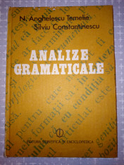 ANALIZE GRAMATICALE - N.ANGHELESCU-TEMELIE - INDISPONIBILA foto